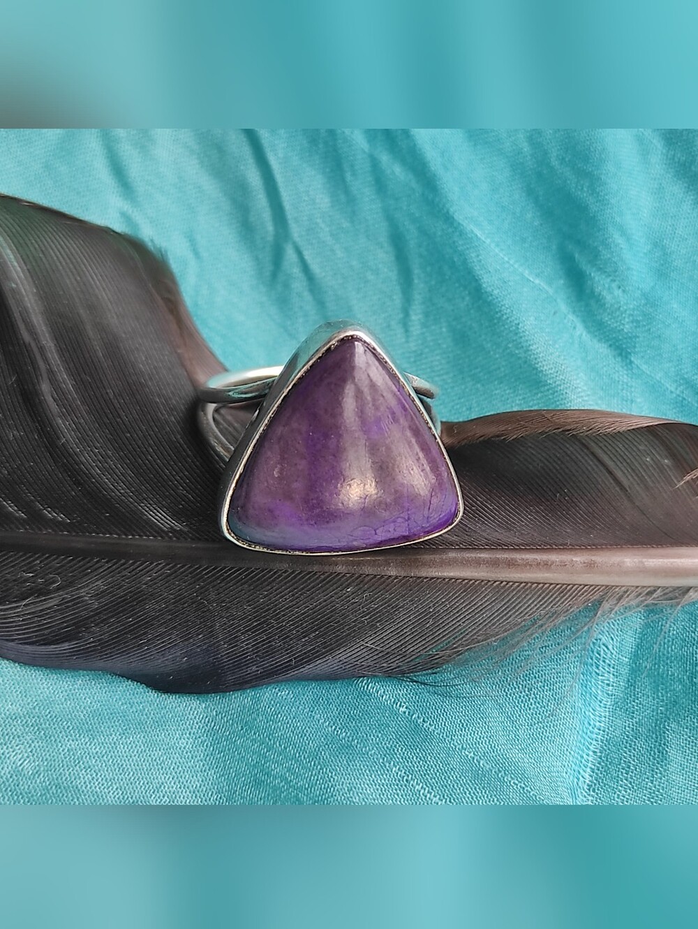 Rare Silver Sugalite Gemstone Ring